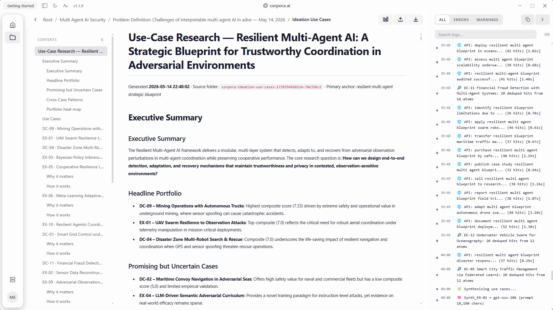 Use-case portfolio output 1