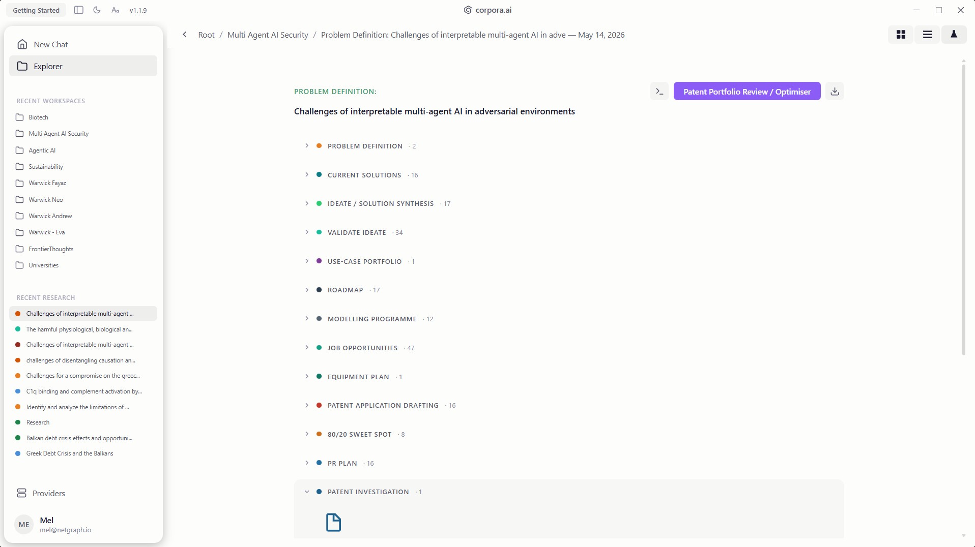 Patent investigator running